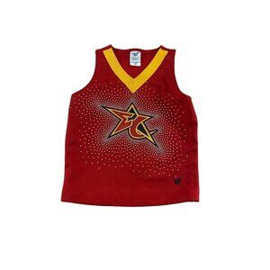 Varsity Spirit Red Cheerleading Cap Sleeve Embellished Top - YXL